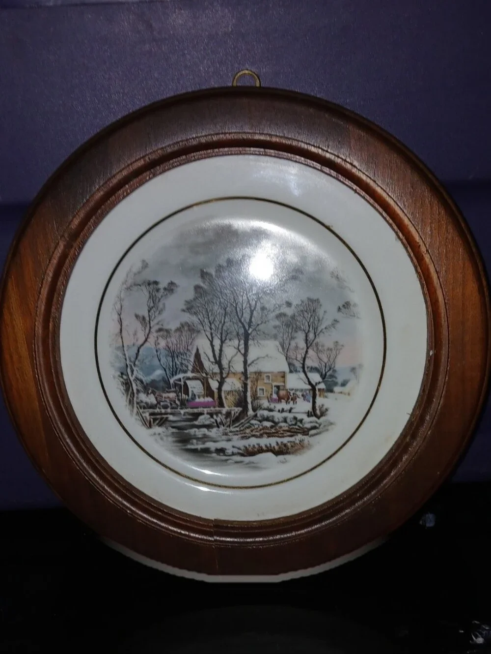 Avon 1981 Currier and Ives Winter Snow Scene Exclusive Salad Plate Porcelain.